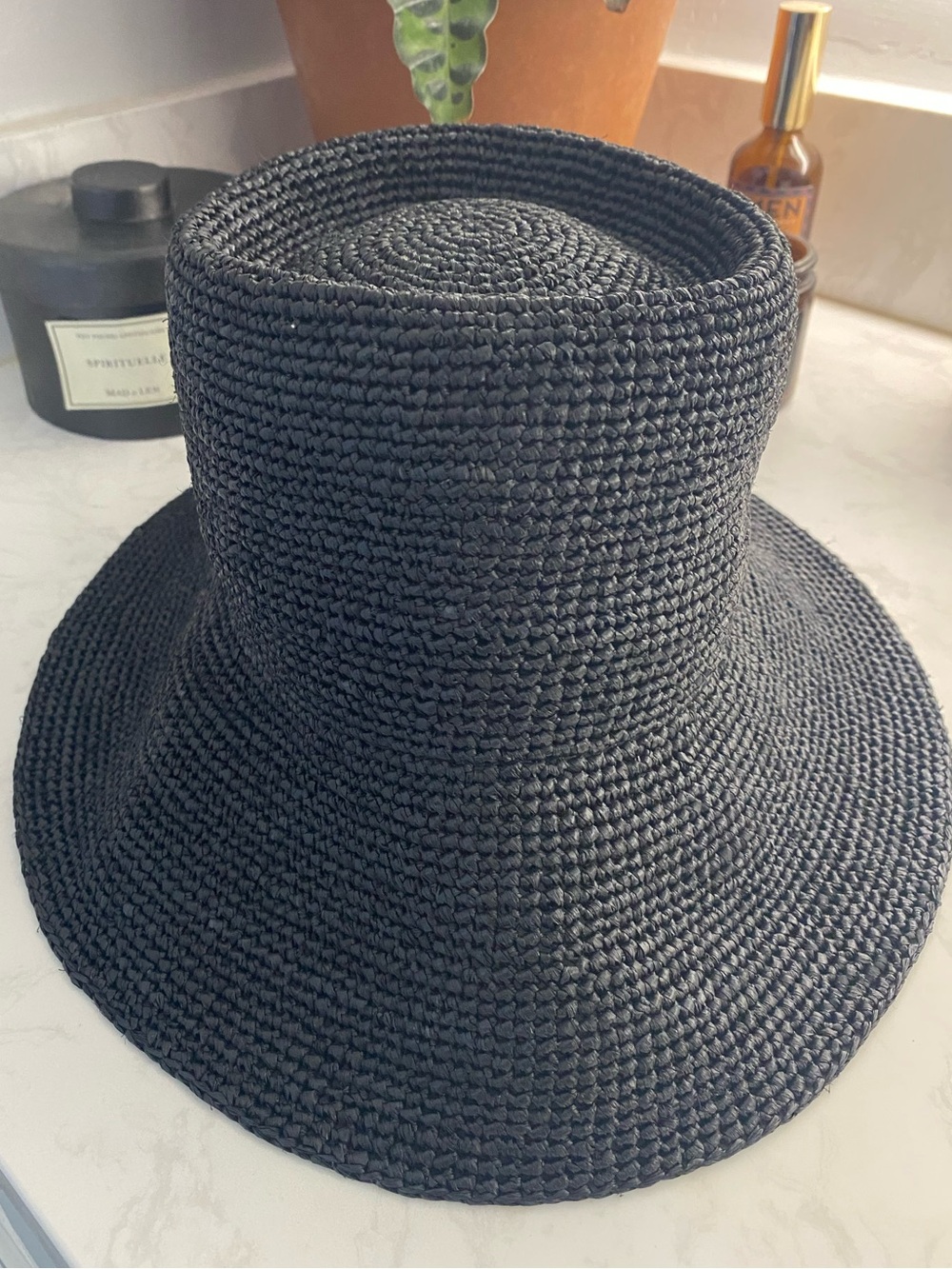 Janessa Leone Black Crochet Bucket Hat